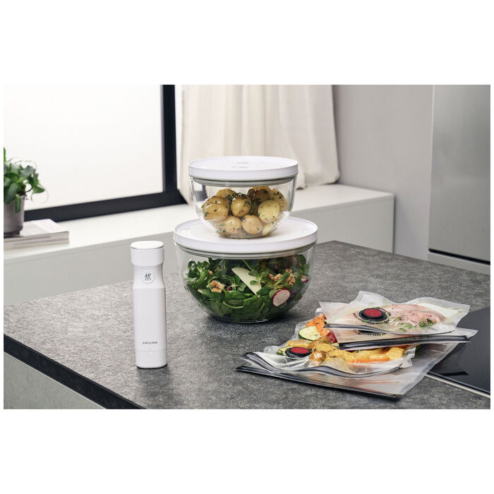 Набір вакуумних контейнерів з насосом, 9 предметів, прозорі білі Fresh & Save Zwilling