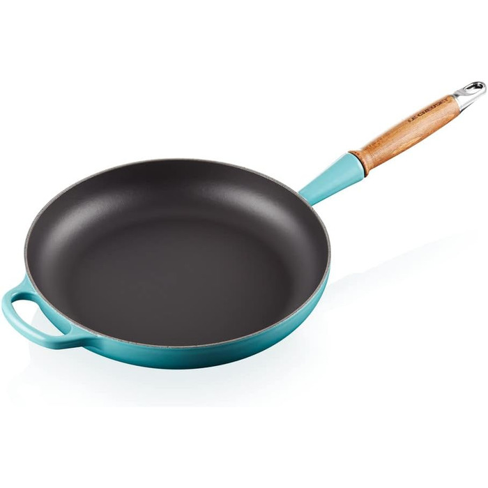 Сковорода чавунна 28 см з дерев'яною ручкою, бірюзовий Signature Le Creuset