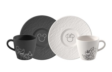 Чашка і блюдце для кави чорний / білий набір 4 предмети Manufacture - Mickey Mouse Villeroy & Boch