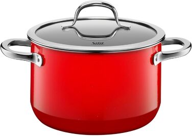 Набір посуду Silit Passion Red, 4 предмети каструлі зі скляними кришками, Silargan з керамічним покриттям, для індукційних плит, червоний набір з казаном