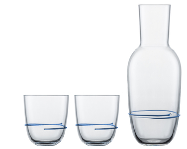 Графин для воды со стаканами, набор 3 предмета, синий Aura Zwiesel Glas