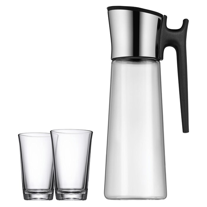 Графин для води з ручкою, чорний 1,5 л + 2 склянки 0,25 л Basic WMF
