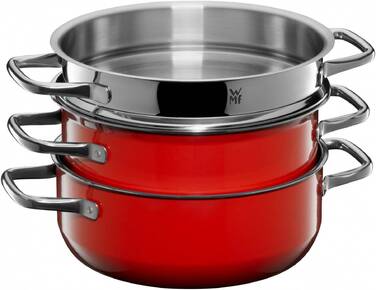 Набір з 2 каструль з паровою вставкою 22 см Red Compact Fusiontec WMF