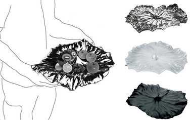 Блюдо 44,8х6,3х41 см чорне Lotus leaf Alessi