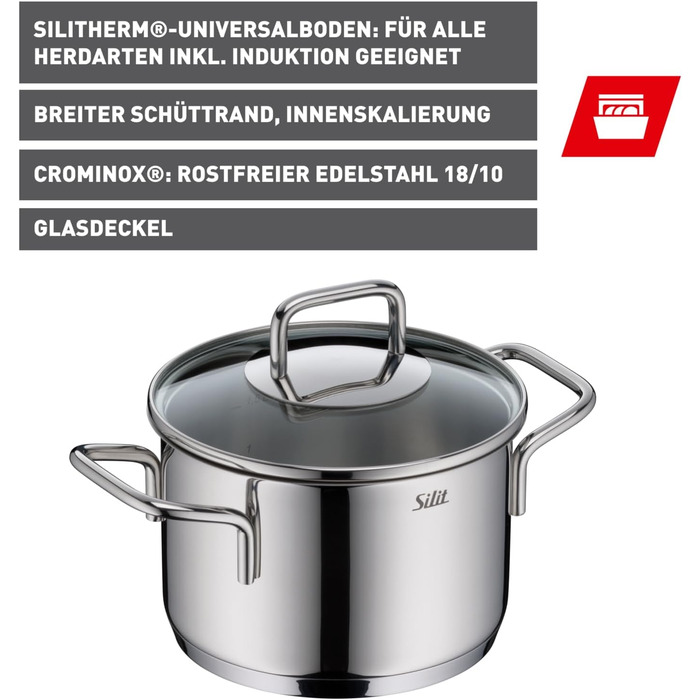 Каструля 16 см зі скляною кришкою Extra Cook Silit