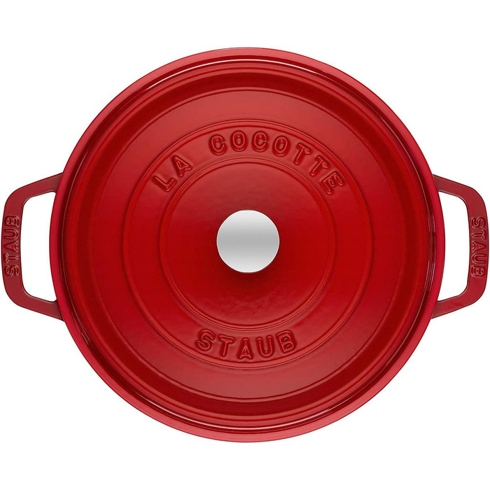 Чавунна жаровня/кокотниця STAUB, кругла 8,35 л, функція Ароматичний дощ для оптимального зволоження, для всіх типів варильних поверхонь, включаючи індукційні та духові шафи, (вишнево-червоний, 30 см)