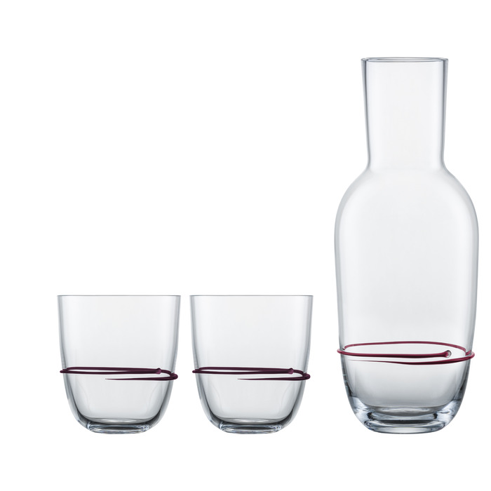 Графин для воды со стаканами, набор 3 предмета, бордовый Aura Zwiesel Glas