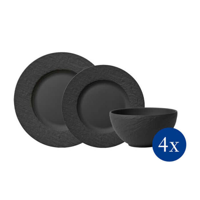 Набір посуду, 12 предметів, чорний Manufacture Rock Villeroy & Boch