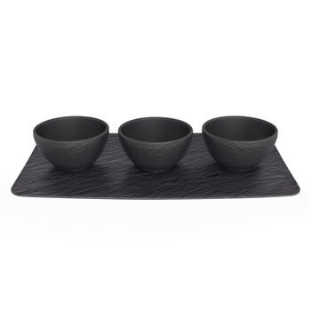 Набір 3 піали з блюдом-підставкою Black/Gray Manufacture Rock Villeroy & Boch