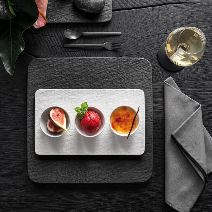 Набір 3 піали з блюдом-підставкою White Manufacture Rock Blanc Villeroy & Boch