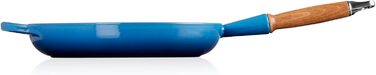 Сковорода чавунна 28 см з дерев'яною ручкою, синій Signature Le Creuset