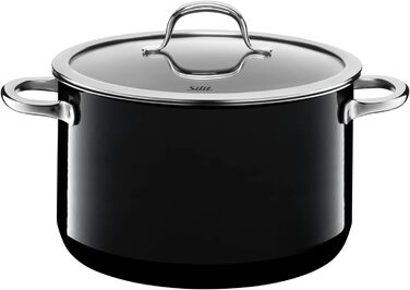 Набір посуду Silit Passion Black, 4 предмети, для індукції каструлі з кришками з термостійкого скла, керамічне покриття Silargan, без нікелю (16 см, 20 см, 24 см)