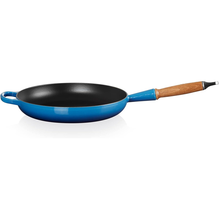 Сковорода чавунна 28 см з дерев'яною ручкою, синій Signature Le Creuset
