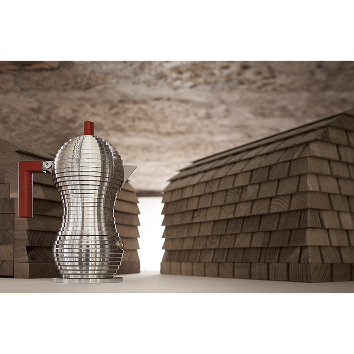 Кавоварка 300 мл металік / червона Pulcina Alessi