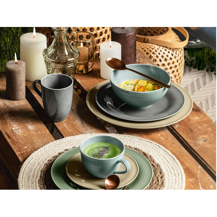 Набір для сніданку на 6 персон, 18 предметів, різнокольоровий Beat Color Glaze Seltmann Weiden