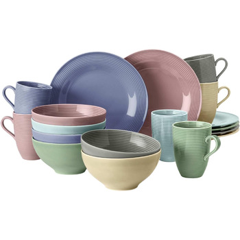 Набір для сніданку на 6 персон, 18 предметів, різнокольоровий Beat Color Glaze Seltmann Weiden
