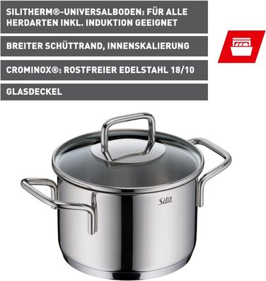 Каструля 16 см зі скляною кришкою Extra Cook Silit