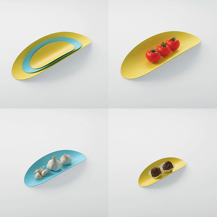Набір страв (3 шт) 40х4,5х17,3 см блакитний / білий Ellipse Alessi
