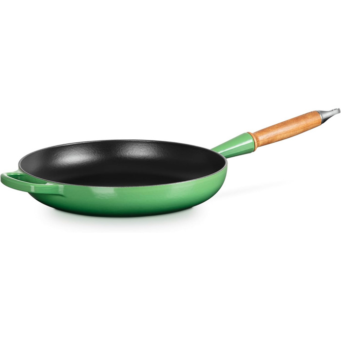 Сковорода чугунная 28 см с деревянной ручкой, зеленый Signature Le Creuset
