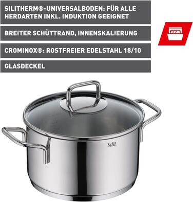 Каструля 20 см зі скляною кришкою Extra Cook Silit