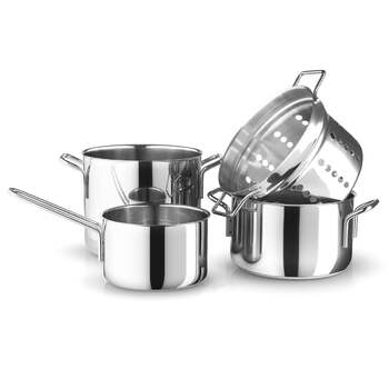 Набір 2 каструлі, друшляк і ківш сірі Stainless Steel Eva Solo