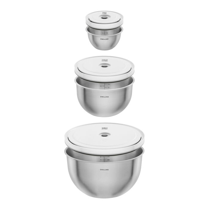 Набір мисок з вакуумними кришками, 6 предметів, нержавіюча сталь Fresh & Save Zwilling