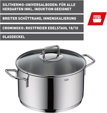 Каструля 24 см зі скляною кришкою Extra Cook Silit