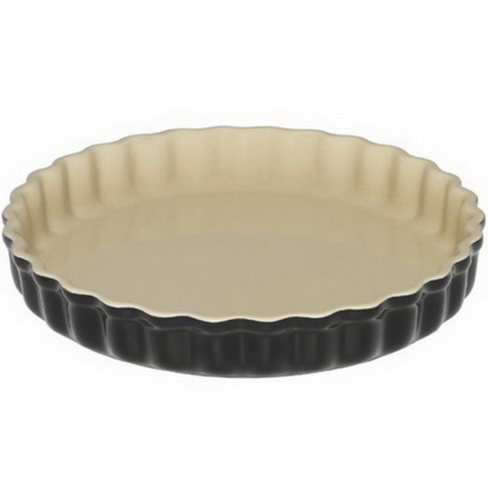 Блюдо кругле хвилясте для запікання 28 см, чорне глянсове Le Creuset
