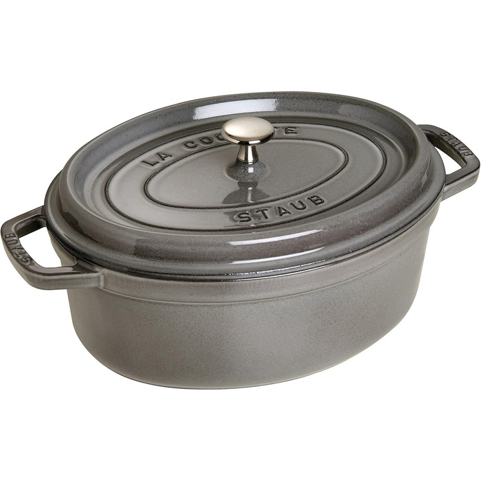 Чавунна жаровня/кокот STAUB, овальна 6,7 л, (29 см, графітово-сіра)