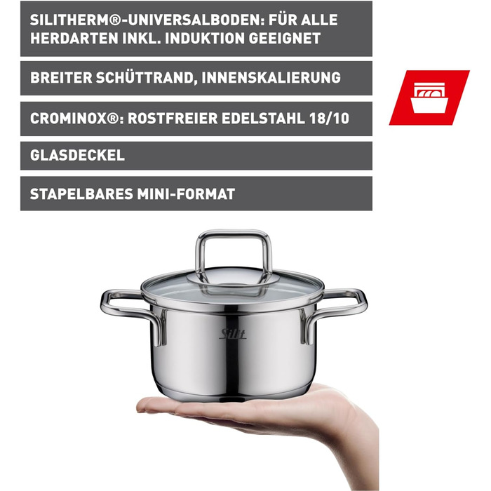 Міні-жаровня 12 см зі скляною кришкою Extra Cook Mini Silit
