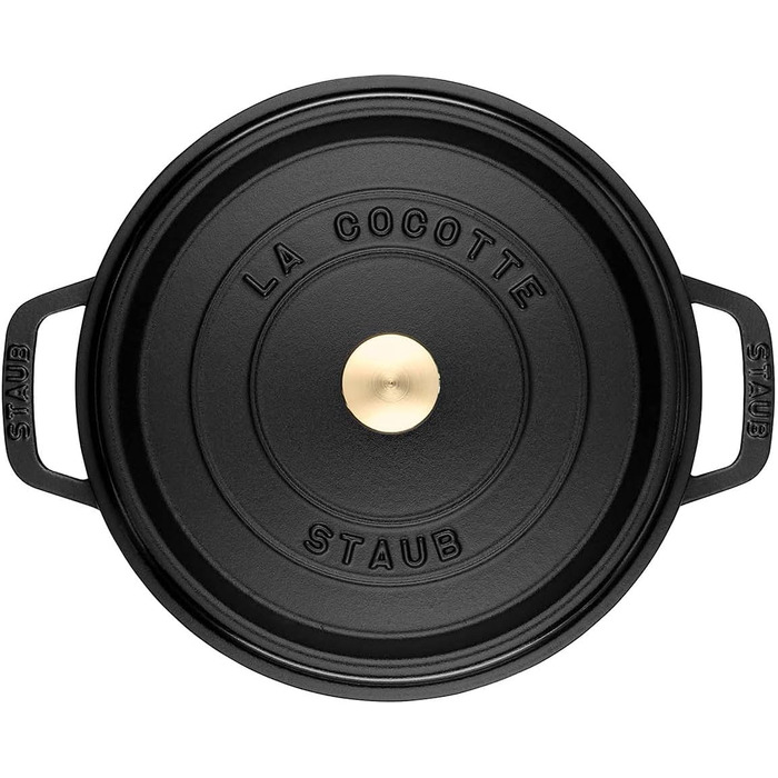 Чавунна жаровня/кокотниця STAUB, кругла 8,35 л, функція Ароматичний дощ для оптимального зволоження, для всіх типів варильних поверхонь, включаючи індукційні та духові шафи, (чорна, 30 см)