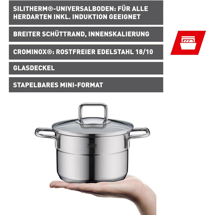 Міні-каструля 14 см зі скляною кришкою Extra Cook Mini Silit
