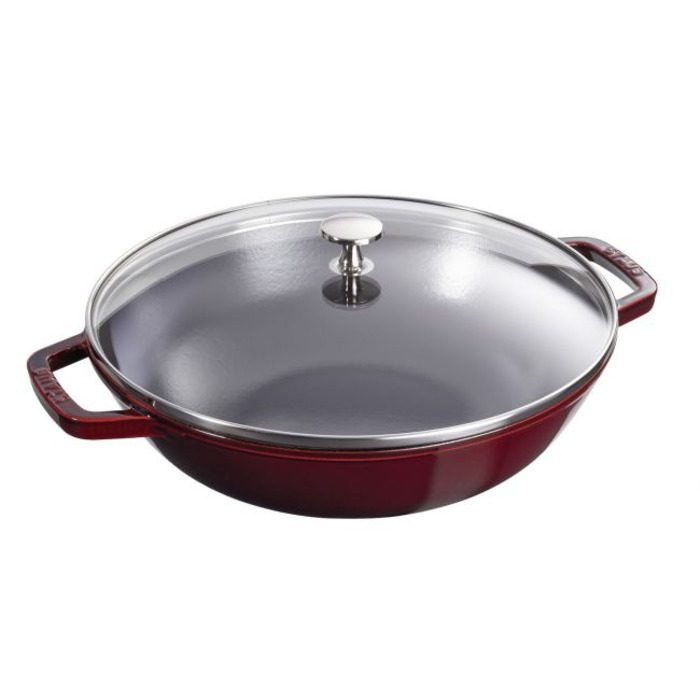 Вок зі скляною кришкою 30 см, гранат Staub