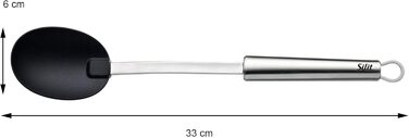 Ложка-сервірувальна Silit Classic Line велика 33 см, нержавіюча сталь полірована, з пластиковою лопаткою, ідеальна для посуду з антипригарним покриттям, можна мити в посудомийній машині