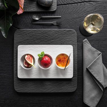 Набір 3 піали з блюдом-підставкою White Manufacture Rock Blanc Villeroy & Boch