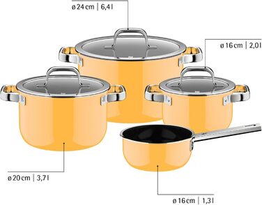 Набор кастрюль со стеклянными крышками, 4 предмета, желтый Fusiontec Mineral Pro WMF
