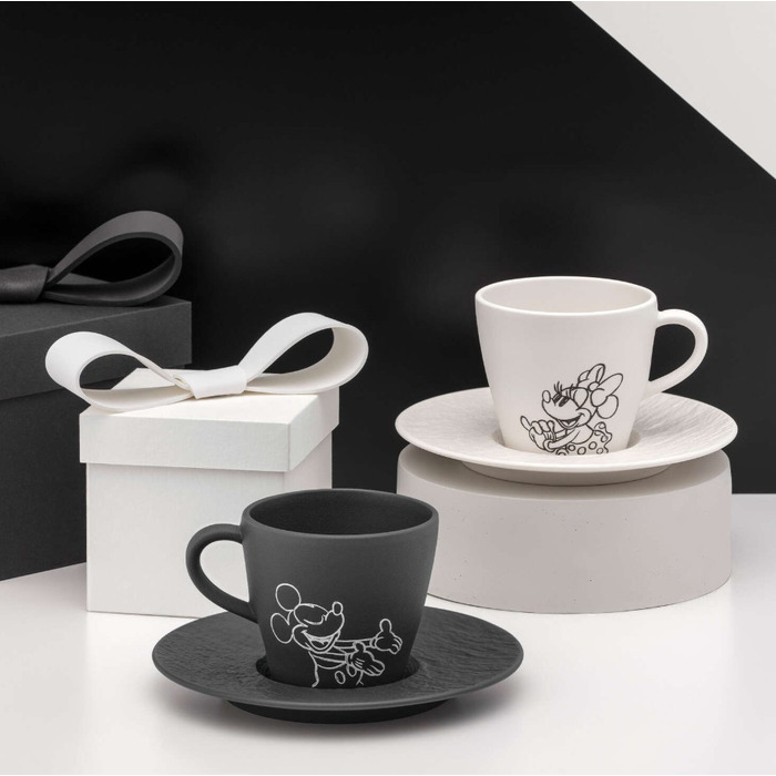 Чашка і блюдце для кави чорний / білий набір 4 предмети Manufacture - Mickey Mouse Villeroy & Boch