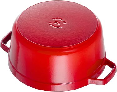 Чавунна жаровня/кокотниця STAUB, кругла 8,35 л, функція Ароматичний дощ для оптимального зволоження, для всіх типів варильних поверхонь, включаючи індукційні та духові шафи, (вишнево-червоний, 30 см)