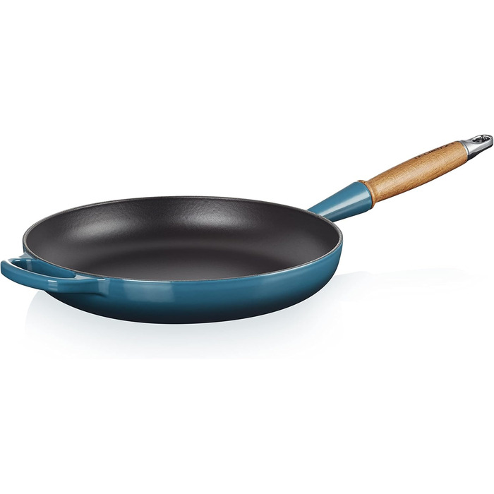 Сковорода чавунна 28 см з дерев'яною ручкою, темно-бірюзовий Signature Le Creuset