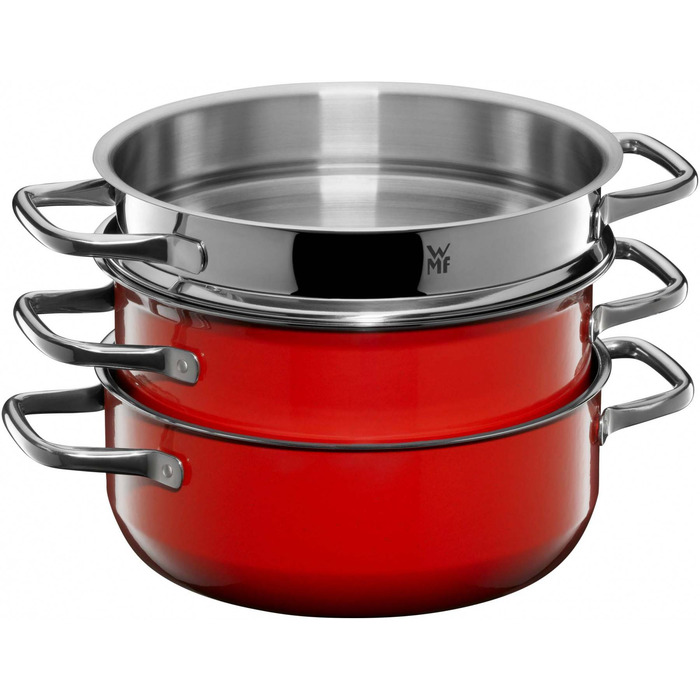 Набір з 2 каструль з паровою вставкою 22 см Red Compact Fusiontec WMF