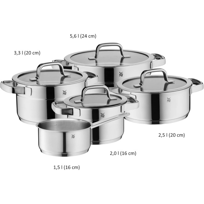 Набір каструль з кришками 9 предметів Compact Cuisine WMF