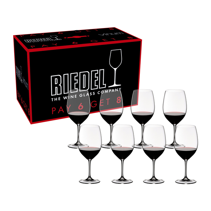 Набір келихів Bordeaux 610 мл, 6 шт + 2 в подарунок, кришталь, Vinum, Riedel