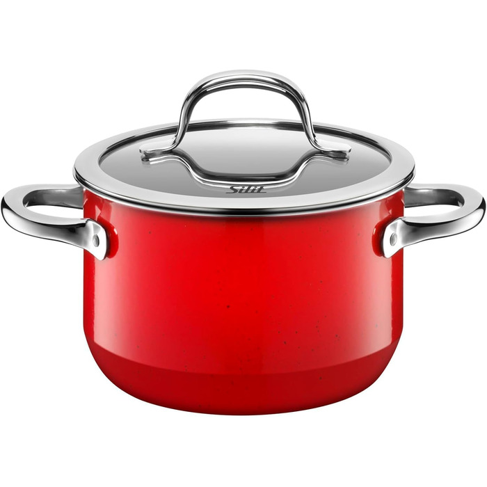 Набір посуду Silit Passion Red, 4 предмети каструлі зі скляними кришками, Silargan з керамічним покриттям, для індукційних плит, червоний набір з казаном