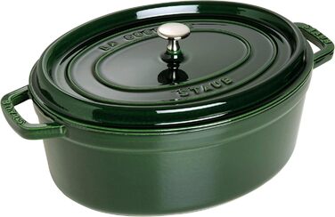 Чавунна жаровня/кокотниця STAUB, овальна 6,7 л, (33 см, базилік/зелений)