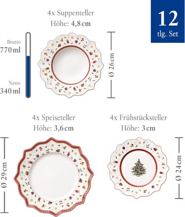 Різдвяний обідній сервіз на 4 персони, 12 предметів Toy's Delight Villeroy & Boch
