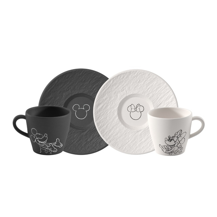 Чашка і блюдце для кави чорний / білий набір 4 предмети Manufacture - Mickey Mouse Villeroy & Boch