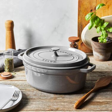 Чавунна жаровня/кокот STAUB, овальна 6,7 л, (33 см, графітово-сіра)