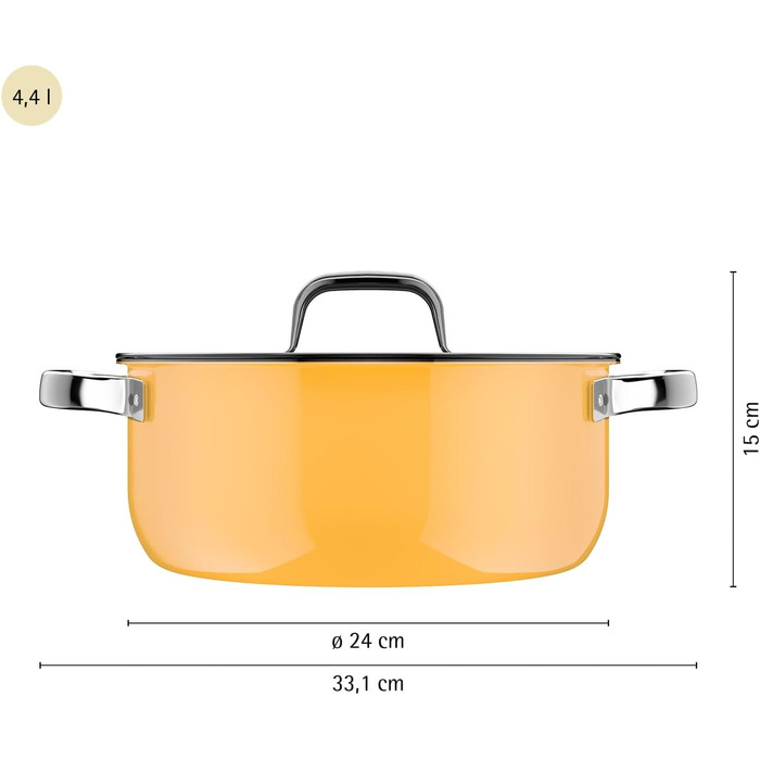Жаровня 24 см зі скляною кришкою, жовтий Fusiontec Mineral Pro WMF