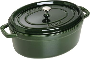 Чавунна жаровня/кокотниця STAUB, овальна 6,7 л, (31 см, базилік/зелений)