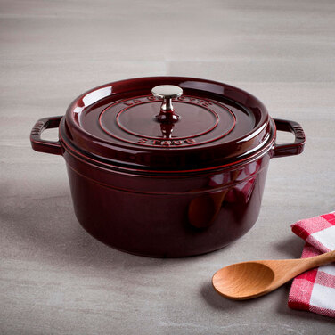 Кокот круглий 22 см, гранатовий Staub